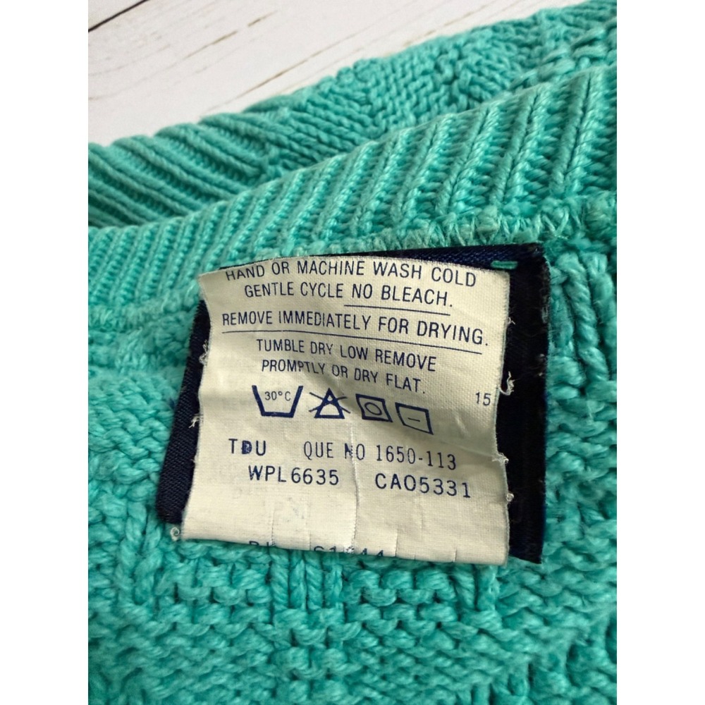 Vintage Woolrich Surf Green Textured Knit Sweater Large Made USA 80's/90s - Picture 8 of 8